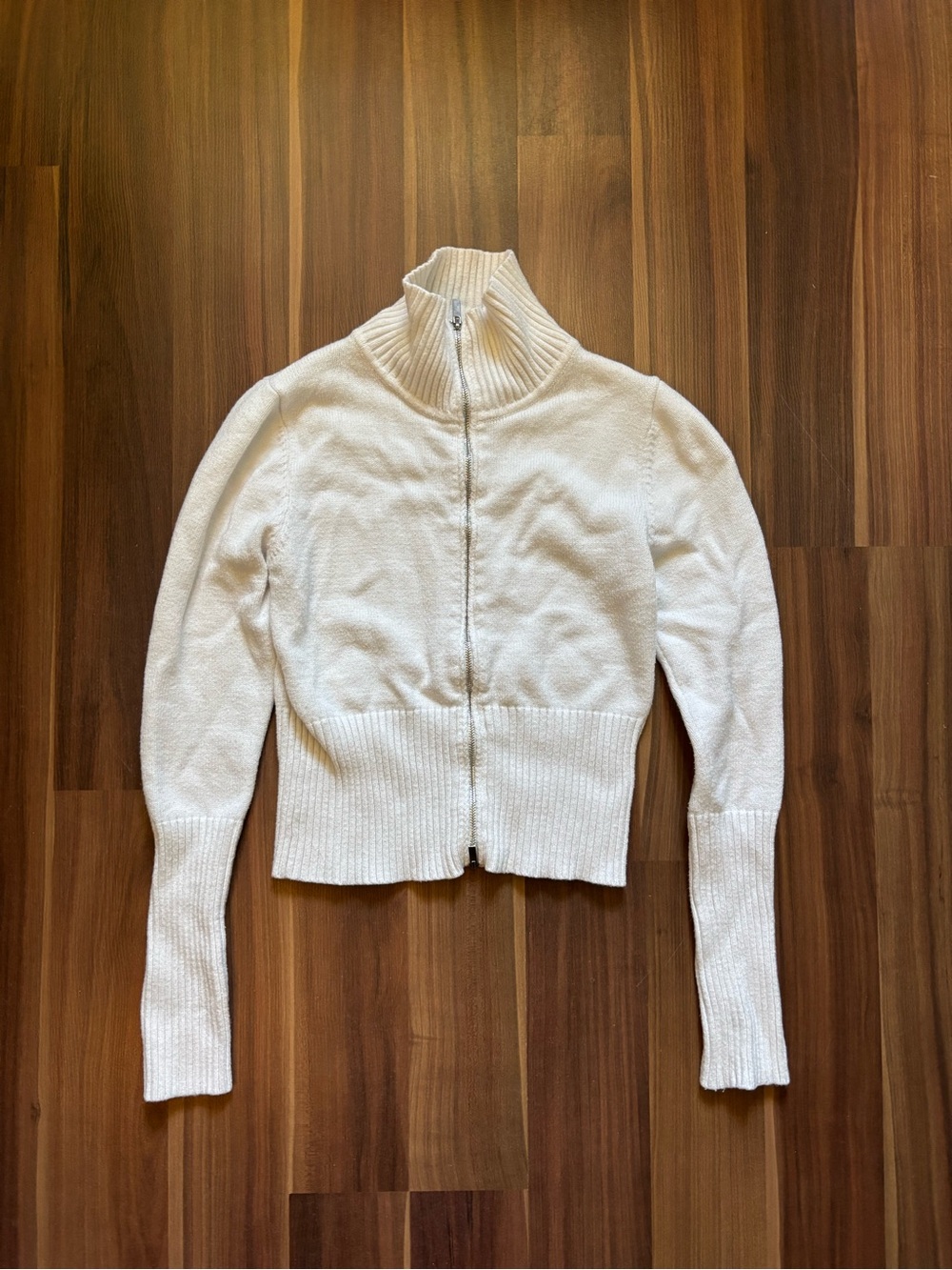 Fashion Nova White Zip-Front Cropped Cardigan